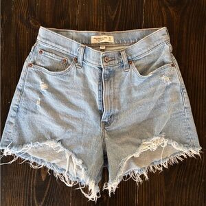 Abercrombie & Fitch Curve Love Distressed Mom Shorts